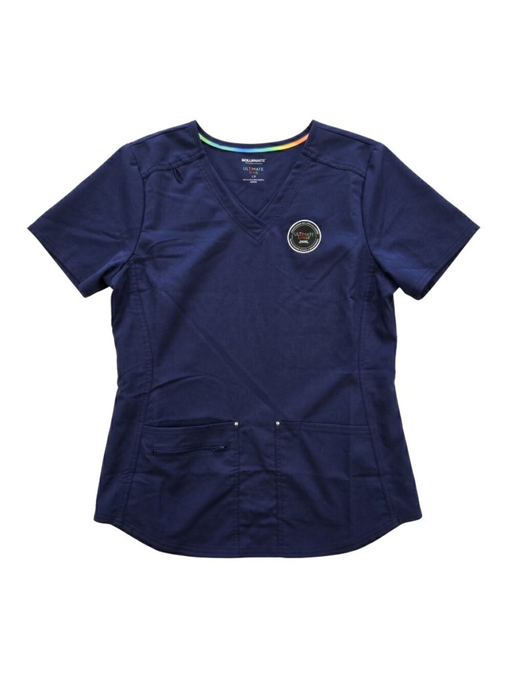 NWT | SCRUBSTAR Ultimate Navy Yoga Performance V-Neck Scrub Top Pockets | Large
